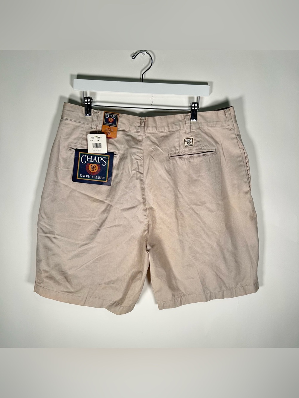 NWT Vintage Polo Chaps Ralph Lauren Tan Khaki Chino Shorts Size 38 Preppy